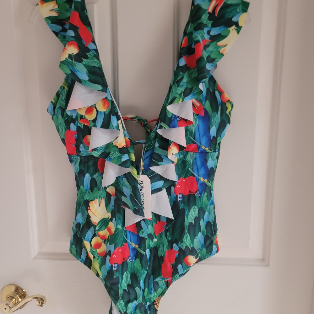 Tropical Ruffle One Piece Swimsuit